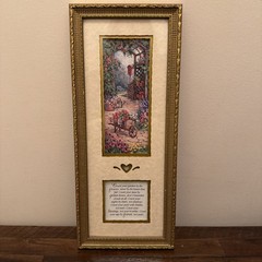 VTG Count Your Blessings Framed Print Floral Garden Heart Cutout Cottage Core