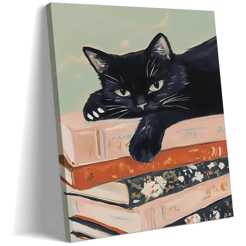 Charming Framed Black Cat Wall Art – Perfect Gift for Cat Lovers 12×16