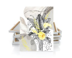 16 x 20 Luna Yellow and Gray Floral Wall Art Canvas Print