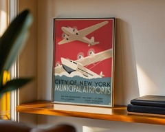 New York – Municipal Airports – 1932 Retro Travel Poster