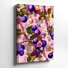 Wall Art Purple Fig Tree Blossoms Botanical Print Pink Floral Fruit Home Decor