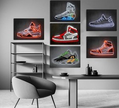 6Pcs Neon Effect Sneakers Wall Art Teen Art Posters Prints Fashion Trendy Neo…