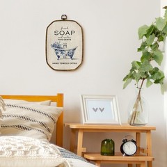 Vintage Chinoiserie Funny Bathroom Octagon Wall Art Decor, Blue and White Gra…