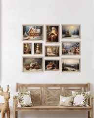 Elevate Your Decor with 10 Vintage Christmas Prints – Unframed Canvas Art