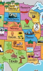 Kids United States Map | Wall Poster 13″ X 19″ US Map Premium Paper | 50 USA Sta