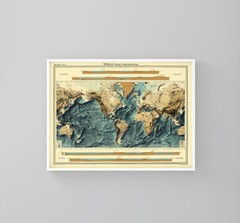 World Bathymetrical Map, World 2D Relief Map, World Vintage Map – 2D Flat