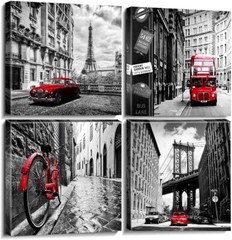 Black and White Wall Art for Bedroom Red City Wall Decor Paris Bathroom Pictures