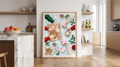Holiday Baking Watercolor Poster Hot Chocolate Gingerbread Christmas Wall Art