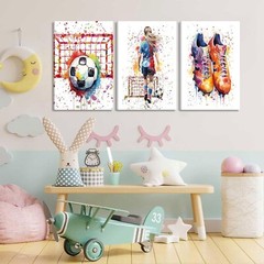 3Pcs Girl Graffiti Soccer Canvas Wall Art Colorful Sneakers Posters Prints Wa…