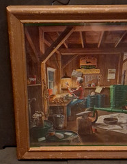 Vtg John Deere Collector «Working In The Garage» Framed 11″ x 9″ Picture