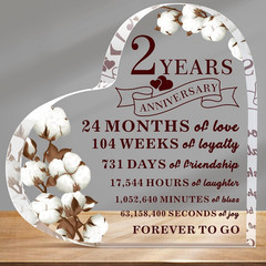 2 Years Anniversary Decor for Him Her Cotton Flower Drawing Print Acrylic Gif…