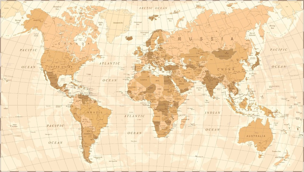 World Map Vintage Illustration Limited Edition Premium Poster 91x61cm