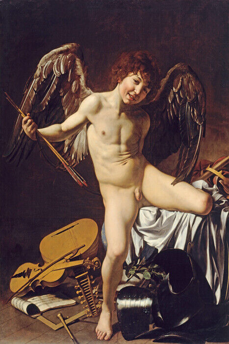 AMOR VICTORIOUS 1602 ROMAN CUPID ITALIAN PAINTING BY CARAVAGGIO REPRO