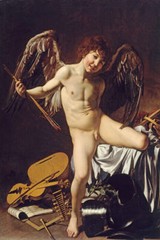 AMOR VICTORIOUS 1602 ROMAN CUPID ITALIAN PAINTING BY CARAVAGGIO REPRO