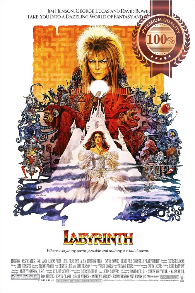 LABYRINTH 1986 80s DAVID BOWIE OFFICIAL ORIGINAL MOVIE FILM PRINT PREMIUM POSTER