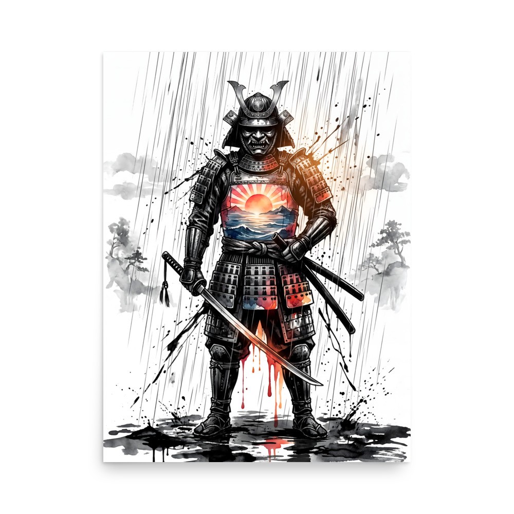 Samurai Warrior Art Poster – Fantasy Portrait Print