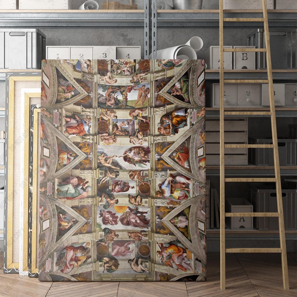 The Sistine Chapel by Michelangelo Christian Jesus Bible Canvas Wall Art Print