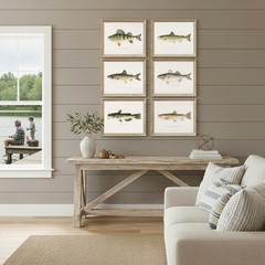 Vintage Fish Species Art Prints (Set of 6) – Unframed – 8×10 | Fishing Wall D…