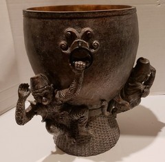 Maitland Smith Style Resin Bellhop Monkey Planter Three Wise Monkeys VTG RARE