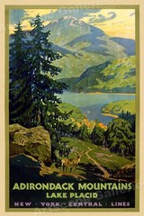 1920s Adirondack Lake Placid New York Vintage Style Travel Poster – 24×36