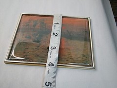 Tabletop Monet Print Framed Easel Boats Water Sunset