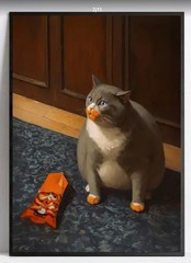 Cat Canvas Wall Art KITTY GOT BUSTED Humorous 12 x 16 837