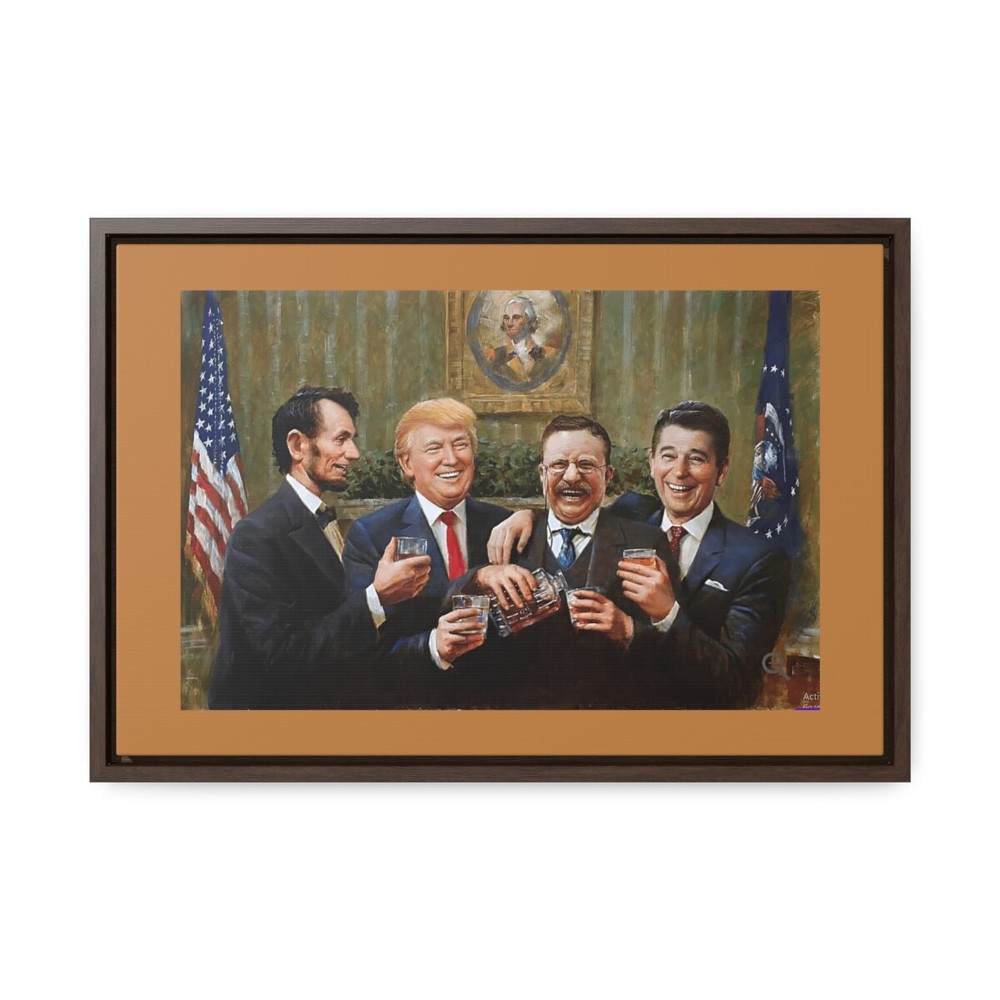 5 Presidents – Washington, Lincoln, Roosevelt, Reagan and Trump – Framed Canvas