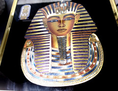 Vintage Egyptian King Tut and Queen Nefertiti Foil Wall Art Images- Gold Framed