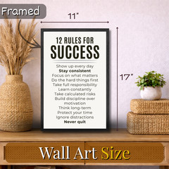 12 Rules for Success Poster Framed 11×17 Motivational Wall Art Inspirational