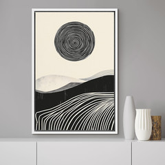 Wall26 Swirling Lines and Soft Hills Abstract Canvas Print Framed Wall Art