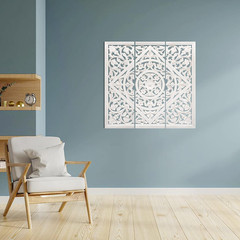 James Symfony Set of 3 Decorative Wall Panels – 36×12 Inch White Art Decor