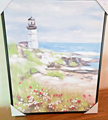 16 x 20 Picture in Black Floating Frame of Costal Lighthouse