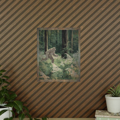 Vintage YETI Sasquatch Wall Art, Bigfoot Jungle Nature Decor, Cryptid Tree Print