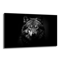 Wolf Canvas Wall Art Black Gray Wildlife Painting Modern Inspirational Animal…