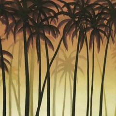48W»x24H» PALM PARADISE by DEAC MONG – TREES SILHOUETTE SUNSET CHOICES of CANVAS
