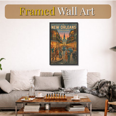 New Orlean Lousiana Vintage Travel Poster 11×17 Framed Retro Wall Art Decor Gift