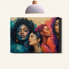 Diverse women portrait color block painting Canvas Art modern figure artwork