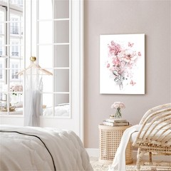 Pink Floral Wall Art, Farmhouse Flower Bathroom Wall Decor, Aesthetic Botanic…