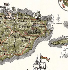 Mid-Century Pictorial Map of Puerto Rico Caribbean Wall Art Poster Print Decor