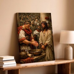 Wall Art Biblical Trial Scene Jesus Crown of Thorns Roman Governor Canvas Print