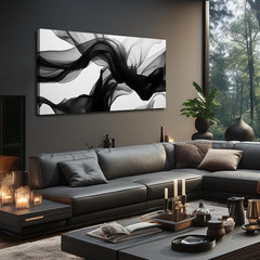 DNIEOTU Abstract Canvas Wall Art for Living Room, Black White and Gray Wall-Deco