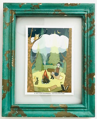 Susie Ghahremani Framed Print Girl Camping Animals Nature Green Frame 11 x 9