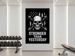 Skull Fitness Poster – Motivational Gym Wall Art Print