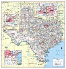 Texas State Wall Map Large Print Poster – Paper 24″x25″