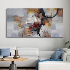 yiijeah Orange Wall Art – Large Abstract Canvas Wall Decor Living Room 60×120