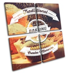 Baking Typography Hobbies MULTI CANVAS WALL ART Picture Print VA