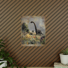 Vintage DINOSAUR BOTANICAL Wall Art, Jurassic Flower Decor, Dino Floral Print