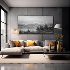 Elegant 30×60 Inch Foggy Mountain Wall Art – Perfect for Living Room & Office