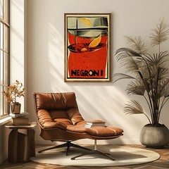 Mid-Century Modern Negroni Poster | Vintage Liquor Ad Print | Retro Bar Wall Art