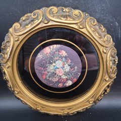 Vintage Round Ornate Framed Floral Wall Art Decor 6 x 6 inches